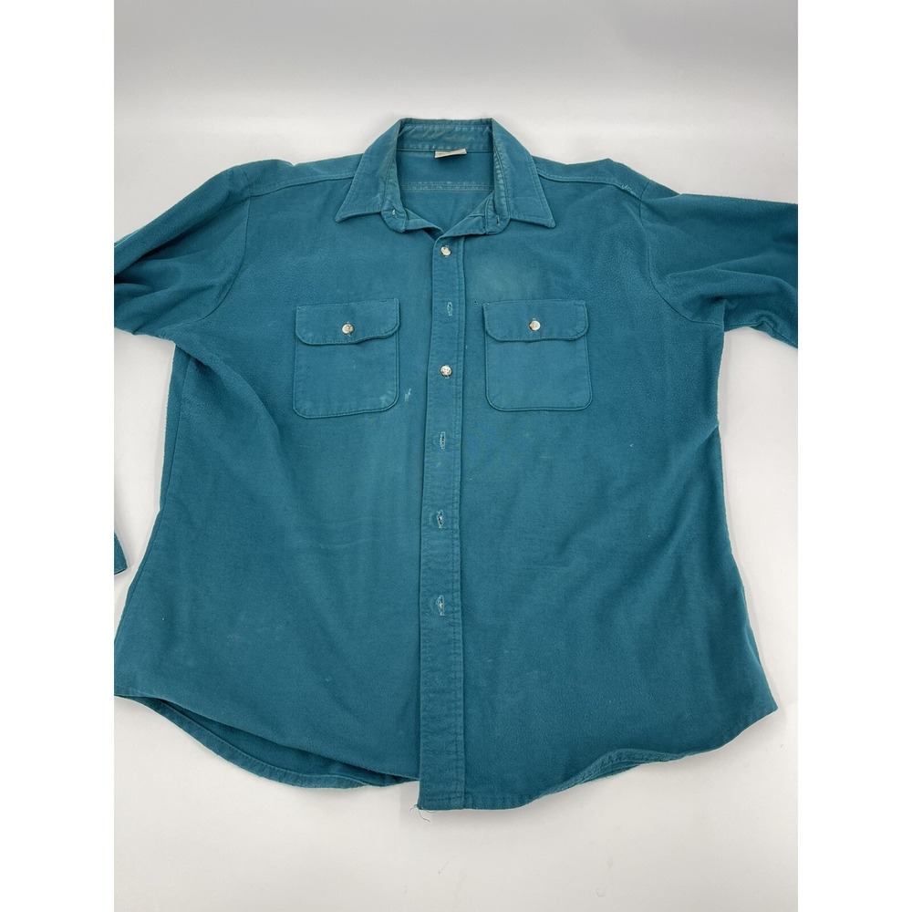 Vintage Five Brother Flannel Shirt Mens XL Chamois Button Up Teal Hiking Outdoor